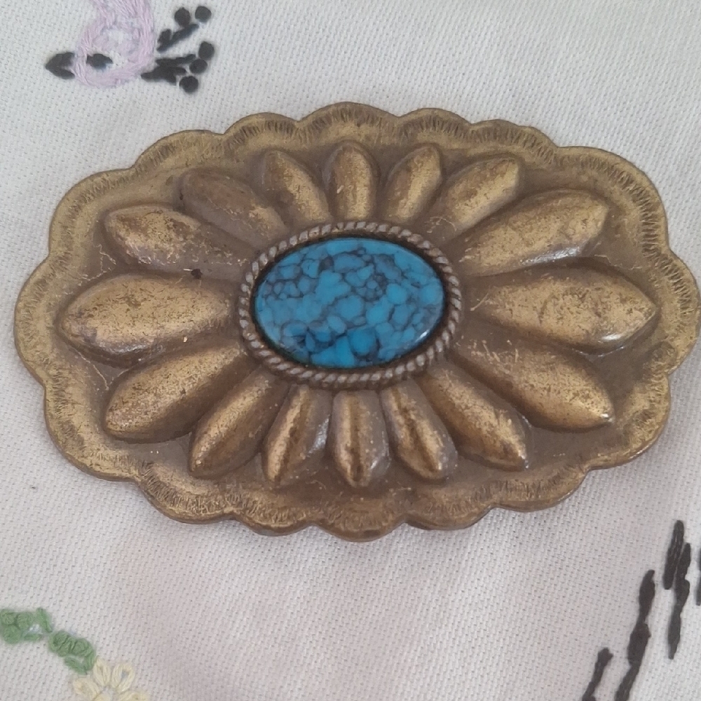 Gold and Blue Floral Accent Decor Piece